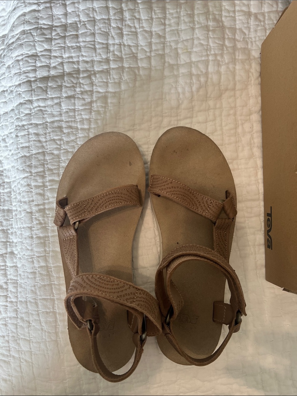 Teva Women’s Brown Strappy Leather-Look Sandals